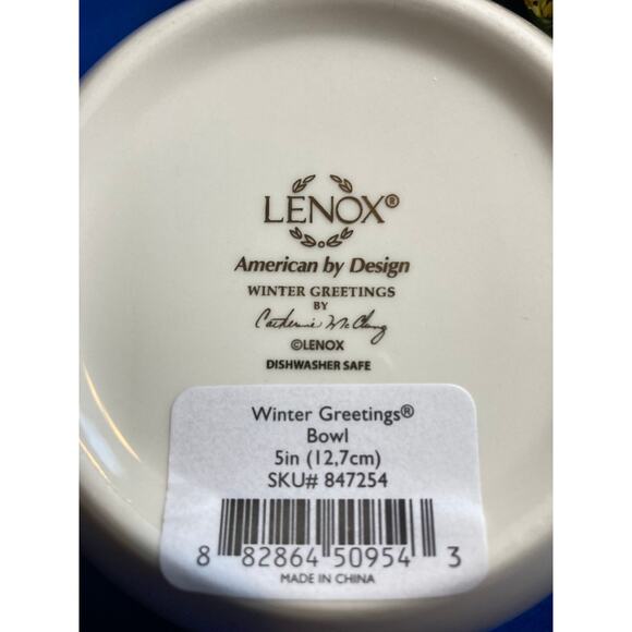 Lenox Winter Greetings Soup or Small Serving Bowls (2)  5"  New No Box - Picture 4 of 7
